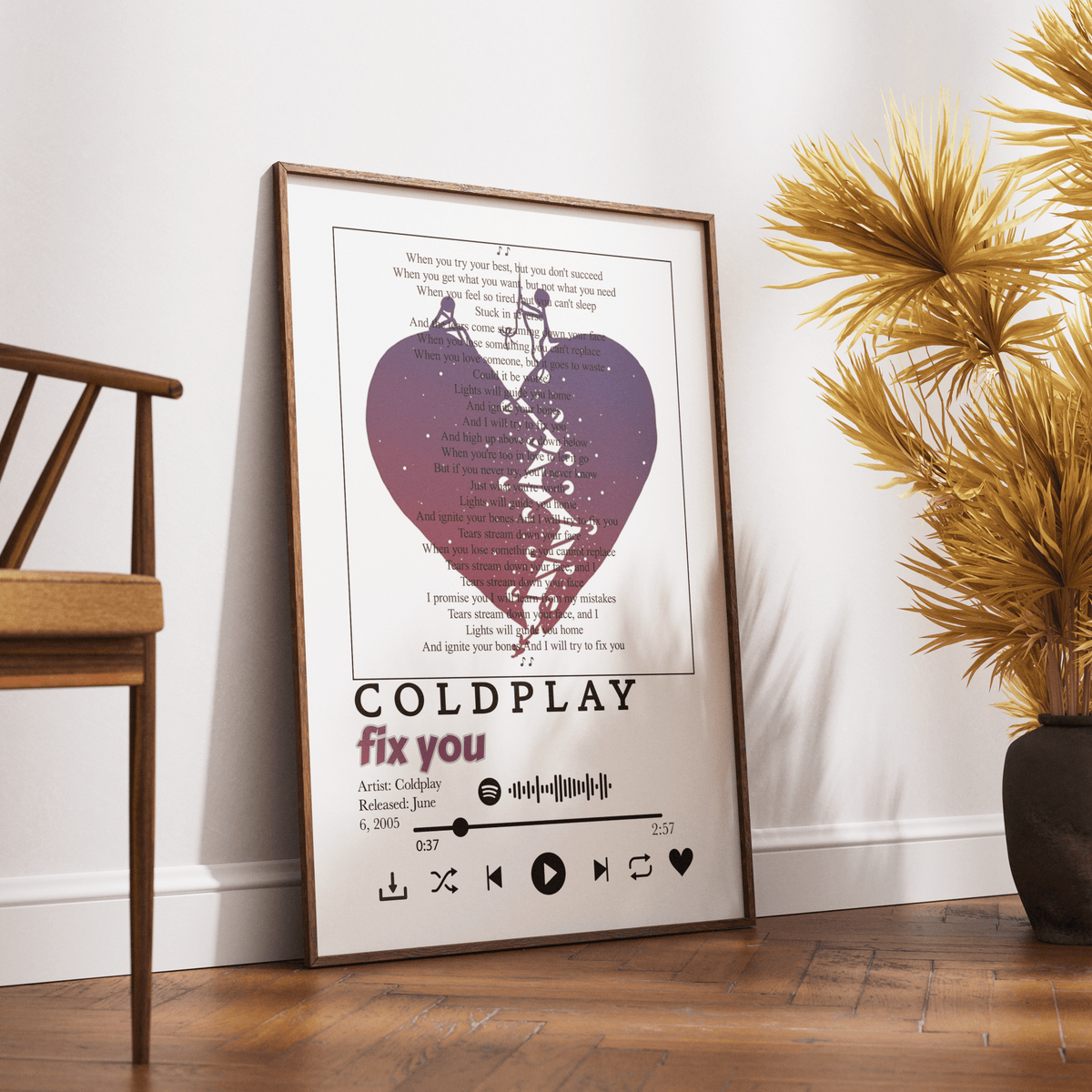 Coldplay - Fix you Lyrics Prints - 98types