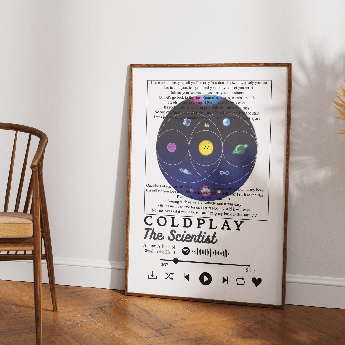 Coldplay - The Scientist Lyrics Prints - 98typessong lyric prints