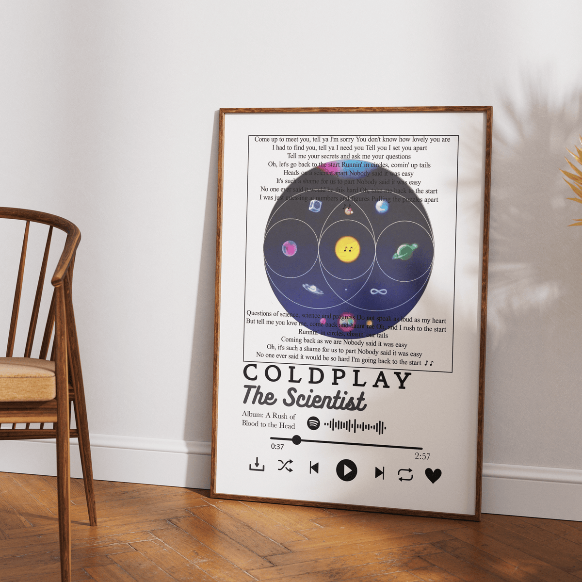 Coldplay - The Scientist Lyrics Prints - 98types