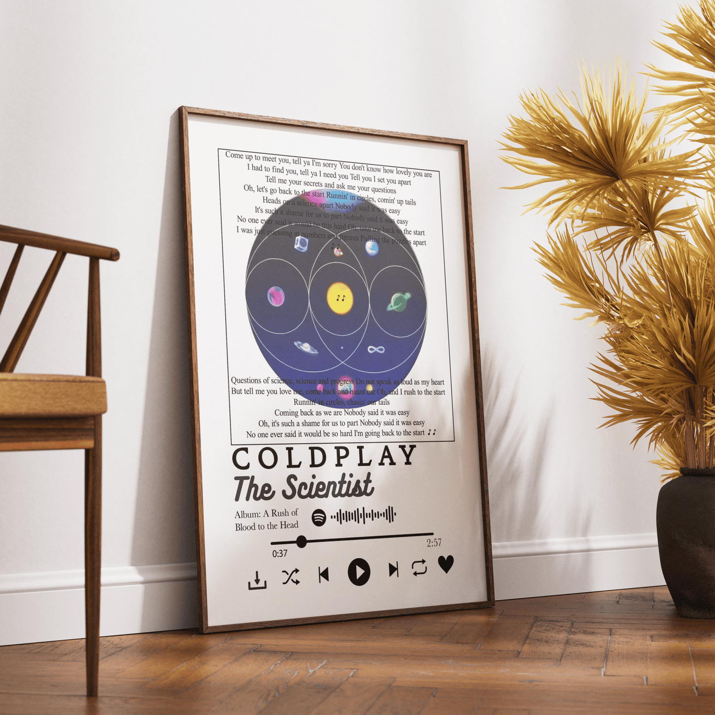 Coldplay - The Scientist Lyrics Prints - 98typessong lyric prints