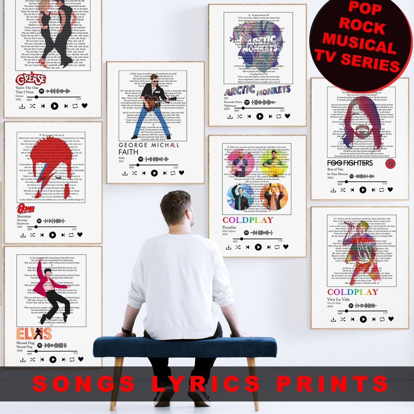 Custom personalised song lyrics print gift art poster UK 98types