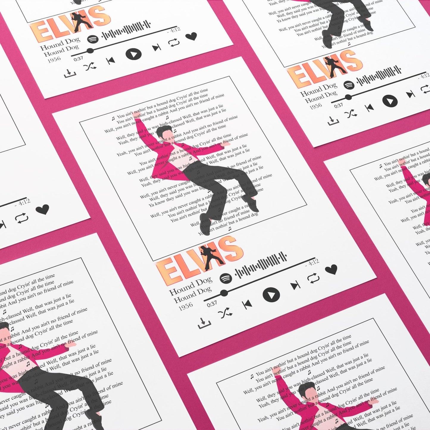 Elvis - Hound Dog Lyric Prints - 98types