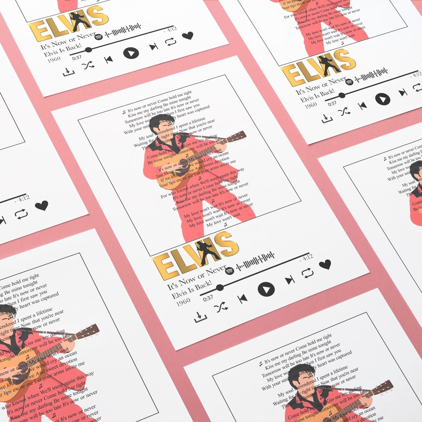 Elvis - It's Now or Never Lyric Prints - 98types