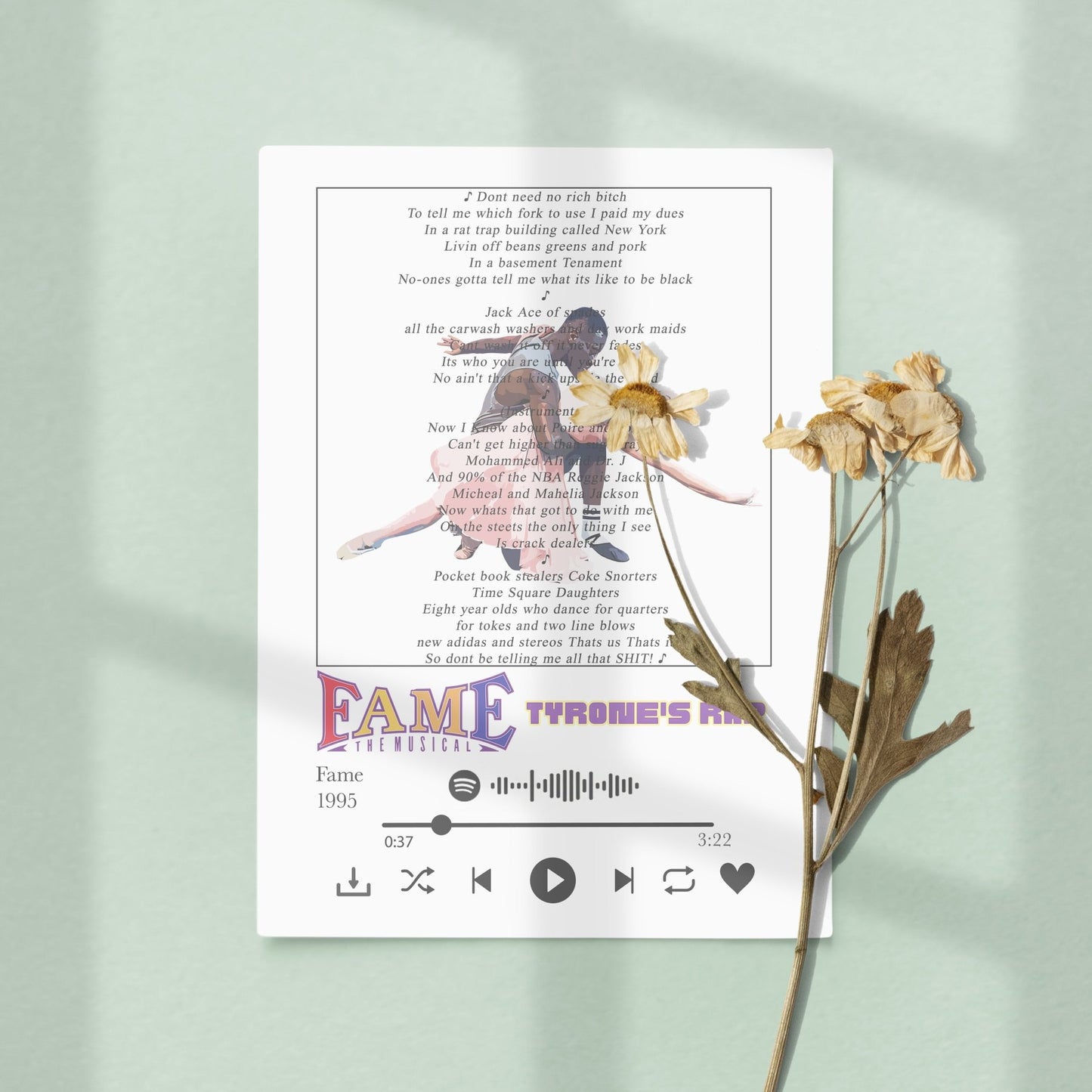 Fame The Musical - Tyrone’s Rap Lyrics Prints - 98types