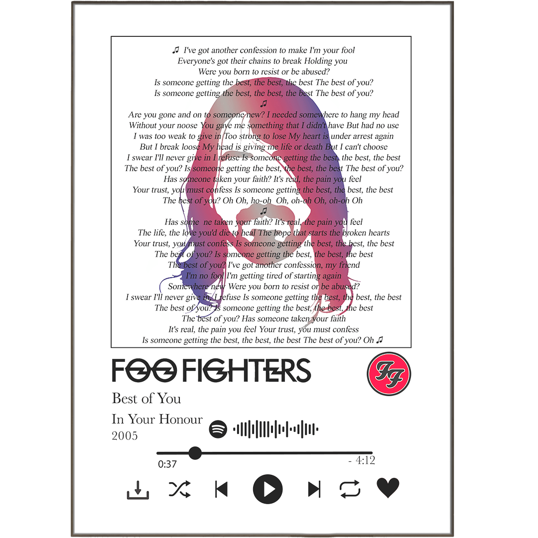Foo Fighters - Best of you Lyrics Prints - 98types