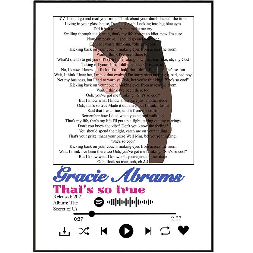 Gracie Abrams - That's so true lyrics Prints - 98types