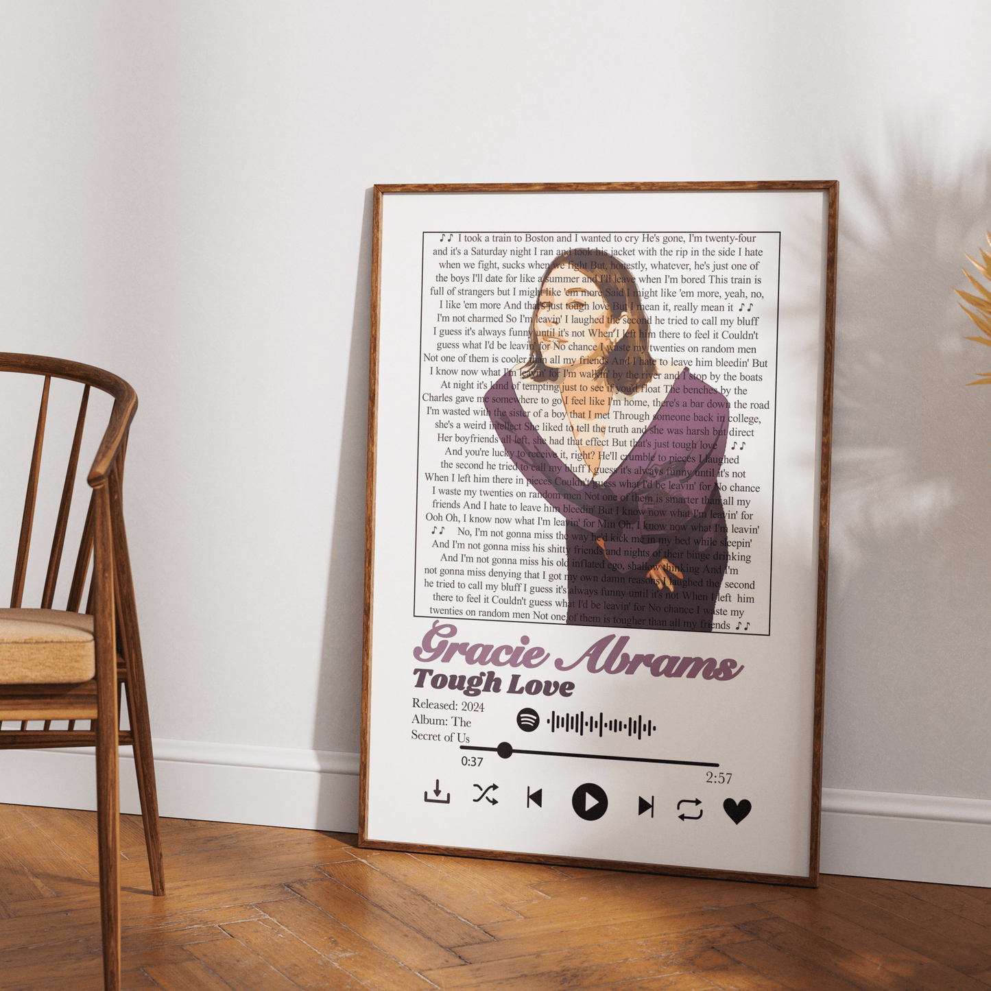 Gracie Abrams - Tough love lyrics Prints - 98typessong lyric prints