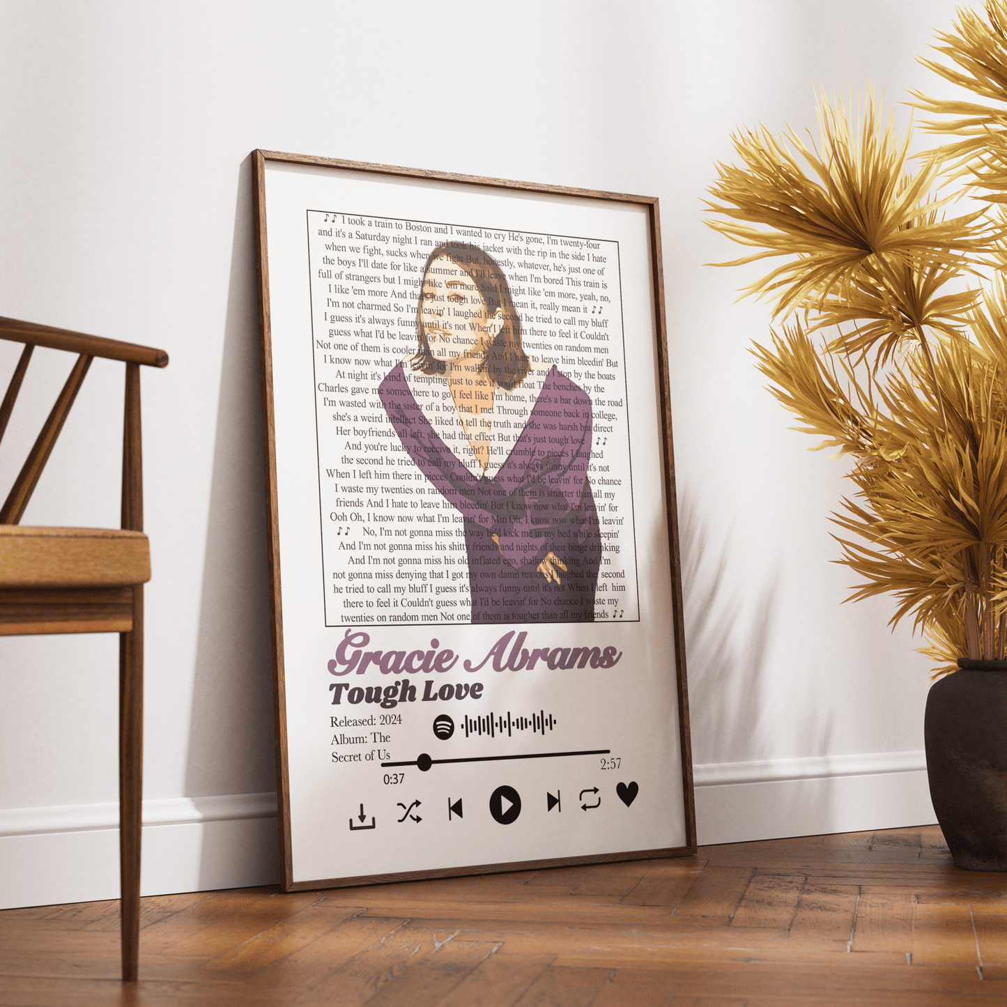 Gracie Abrams - Tough love lyrics Prints - 98typessong lyric prints