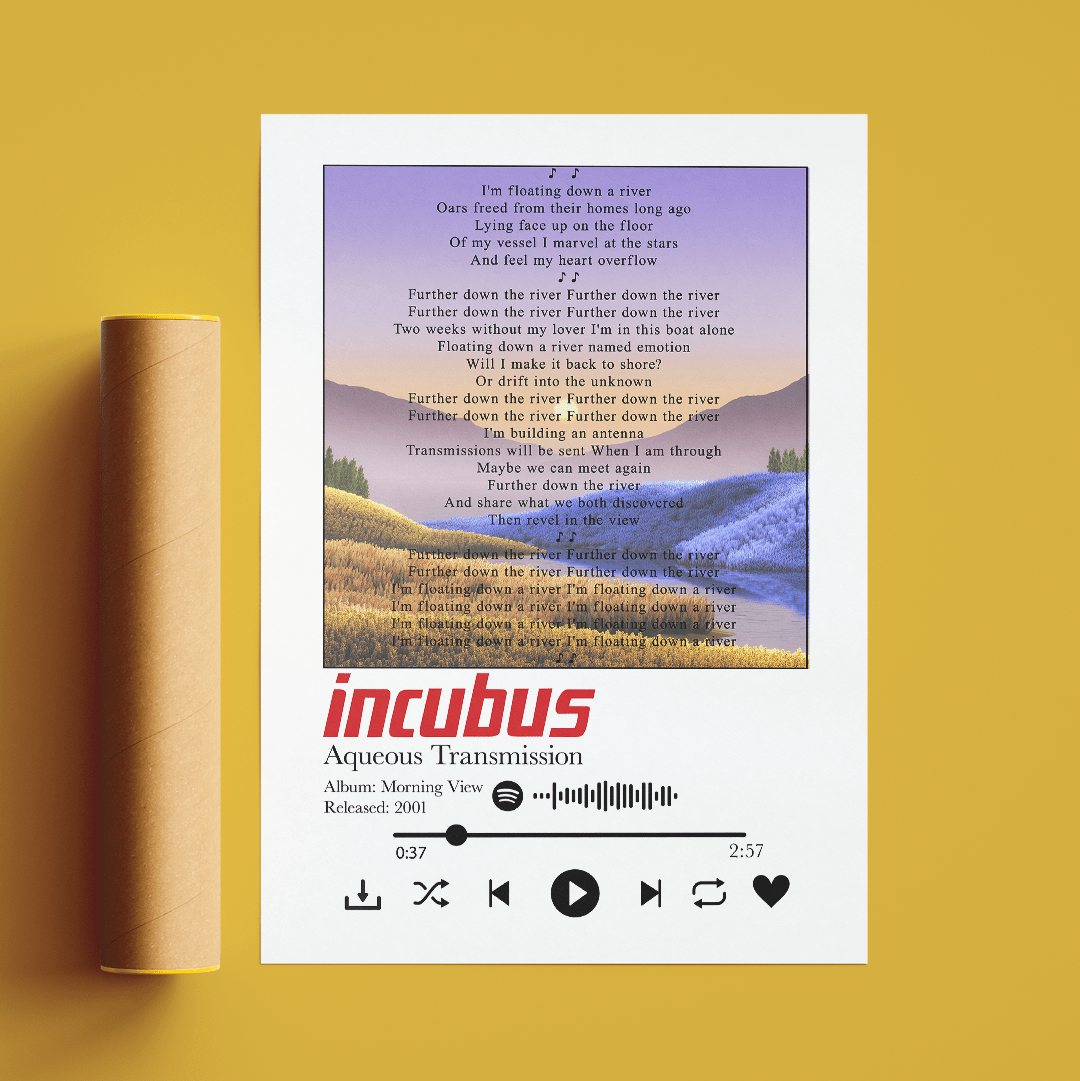 Incubus - Aqueous Transmission lyrics Posters - 98typessong lyric prints