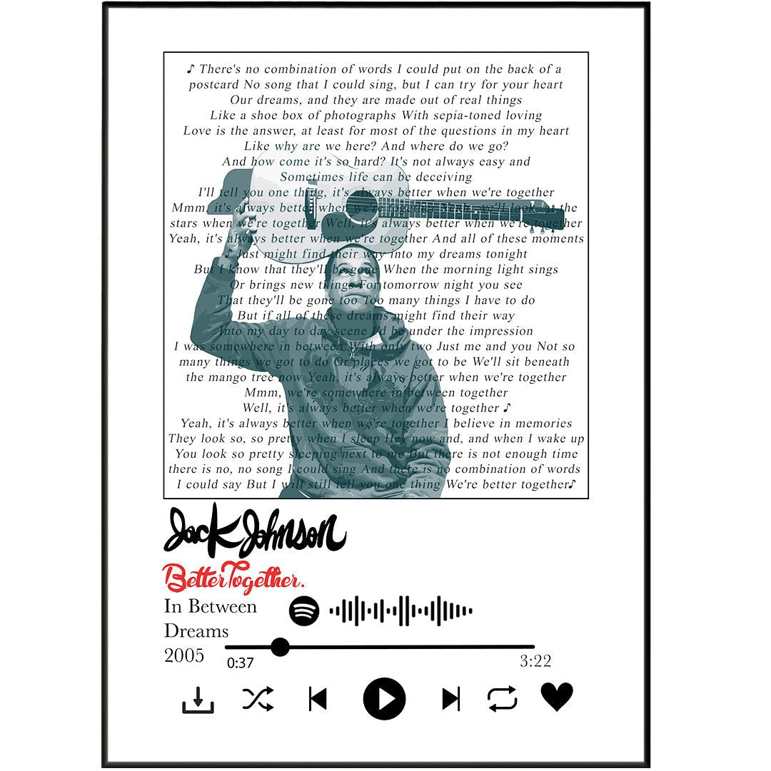 Jack Johnson - Better Together Lyrics Prints - 98types