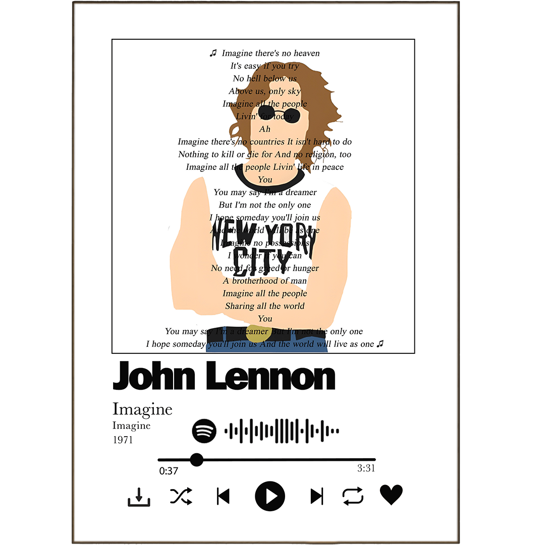 John Lennon - Imagine Prints - 98typessong lyric prints