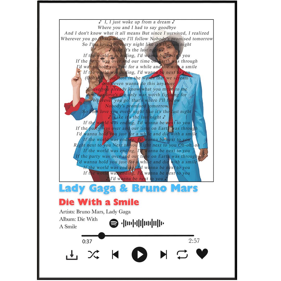 Lady Gaga & Bruno Mars - Die With a Smile Prints - 98types