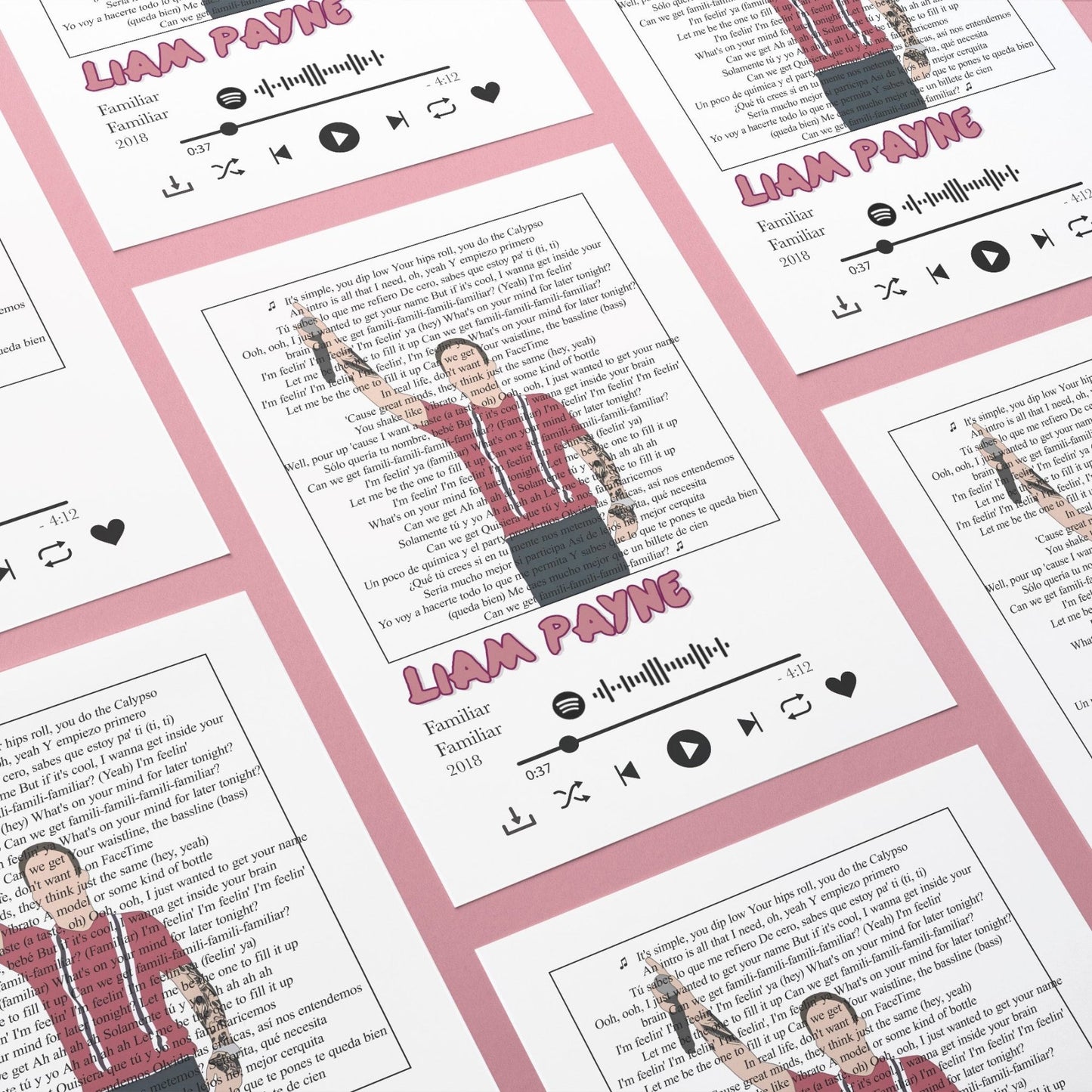 Liam Payne - Familiar Lyrics Prints - 98types