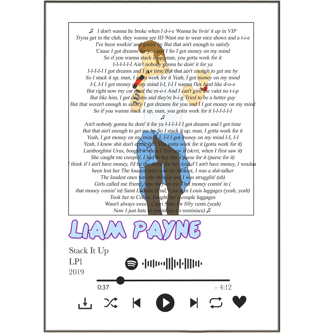 Liam Payne - Stack It Up Lyrics Prints - 98types