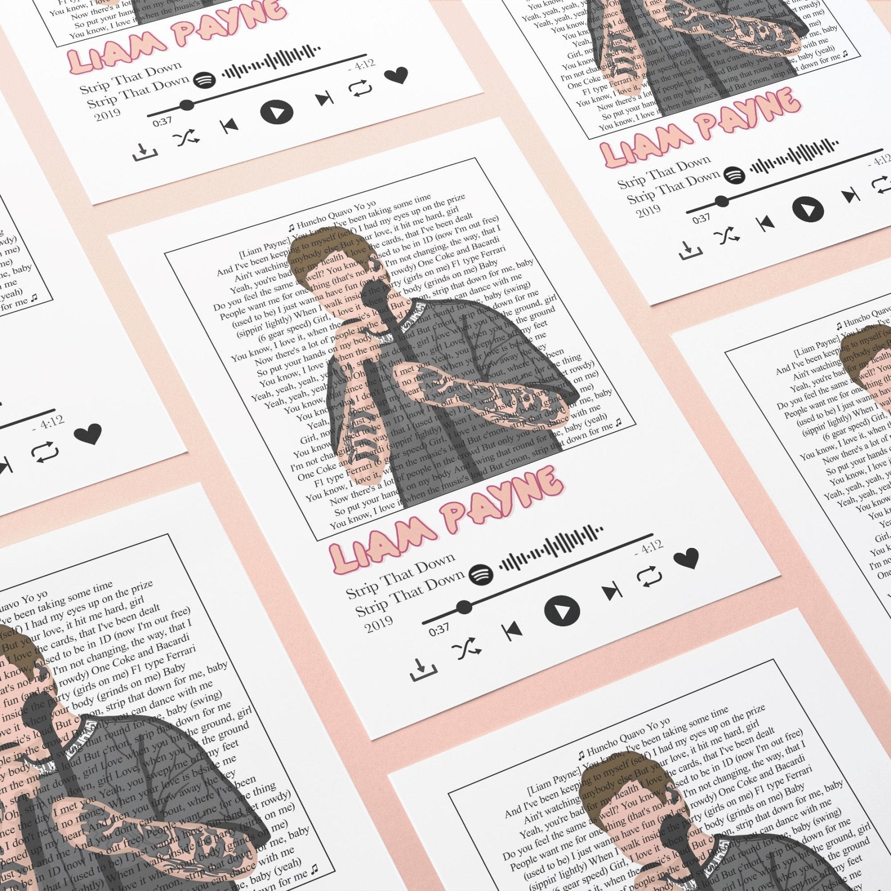 Liam Payne - Strip That Down Lyrics Prints - 98types