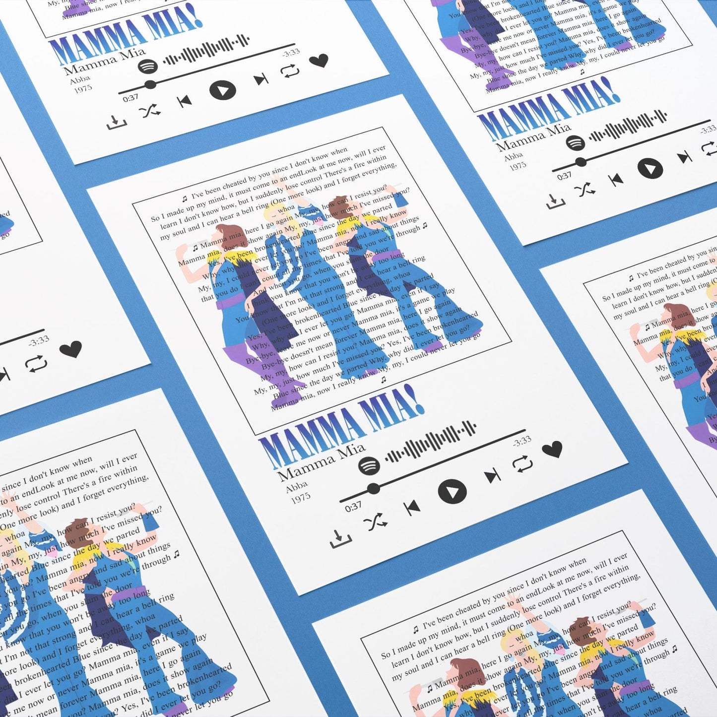 Mamma Mia! Prints - 98typessong lyric prints