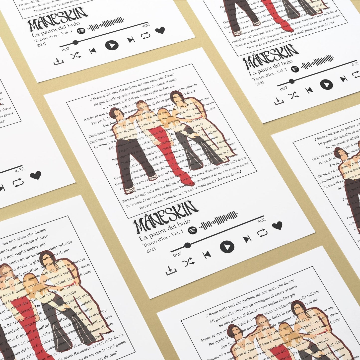 Måneskin - La paura del buio lyrics Prints - 98types