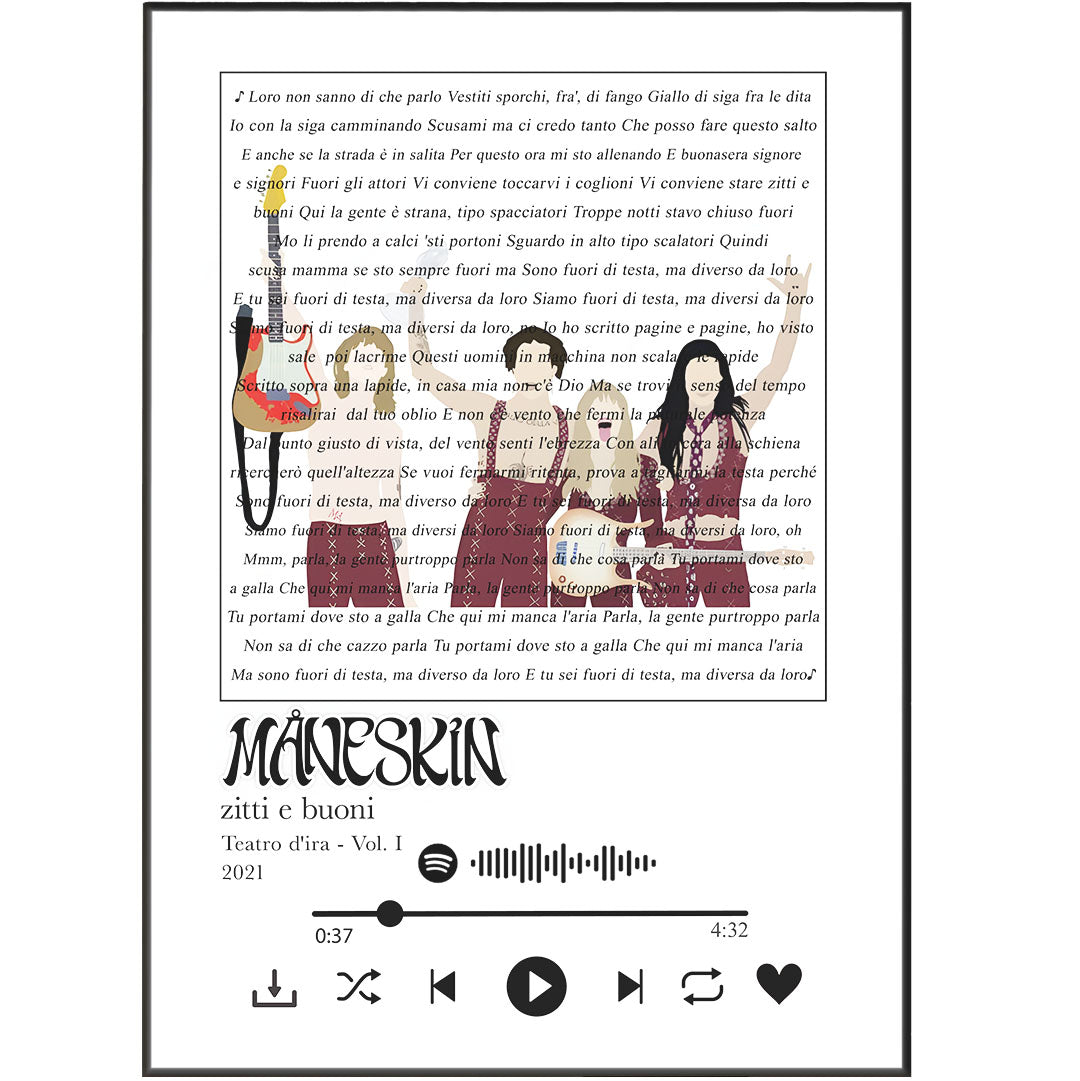 Måneskin - Zitti e buoni lyrics Prints - 98types
