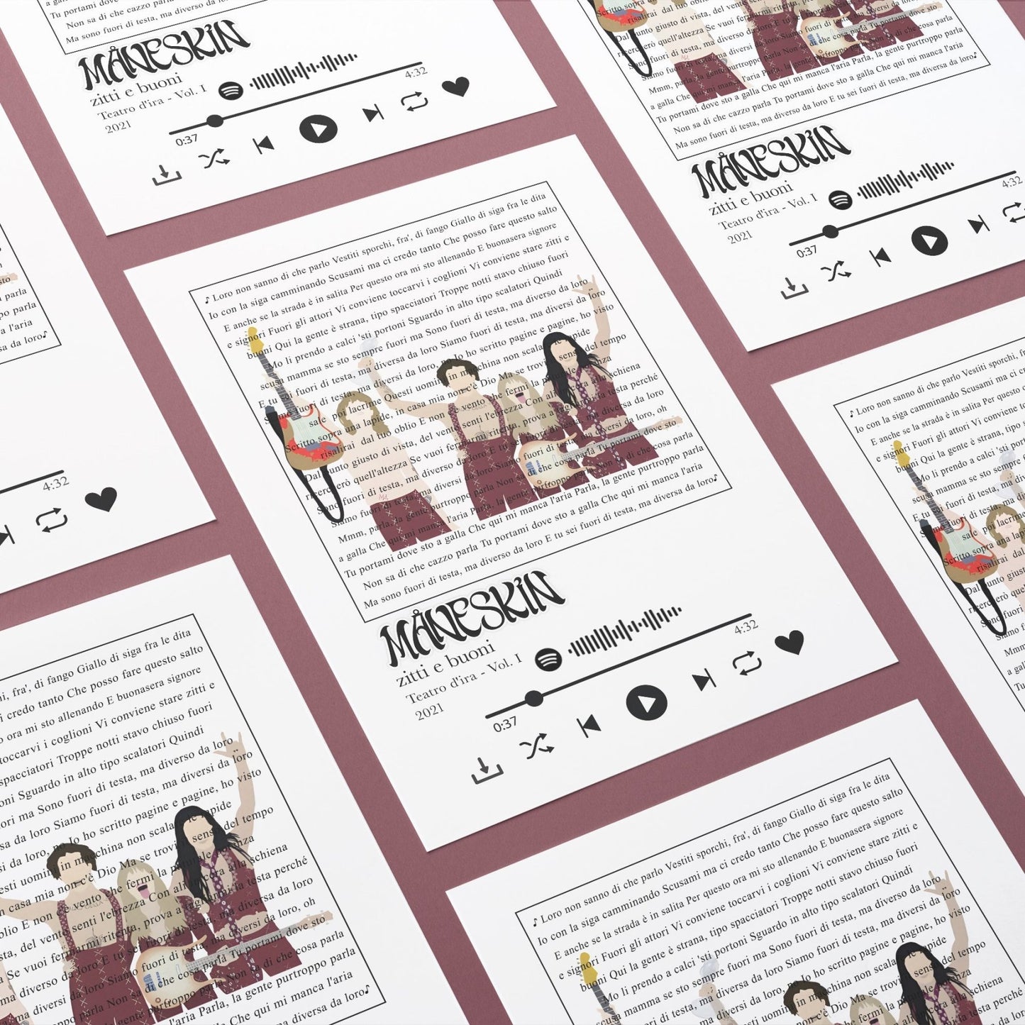 Måneskin - Zitti e buoni lyrics Prints - 98types