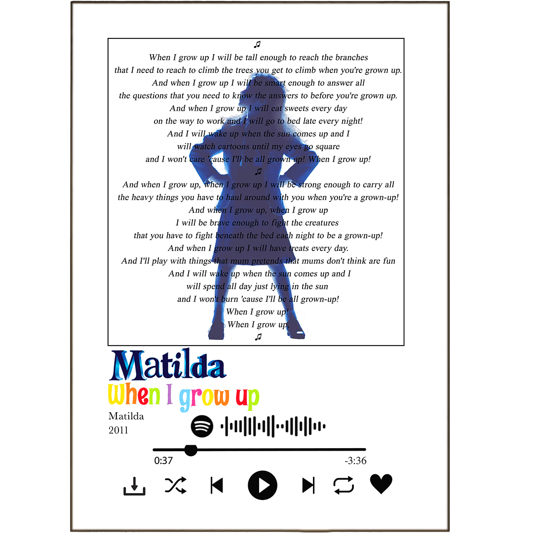 Matilda The Musical - When I Grow Up Prints - 98types