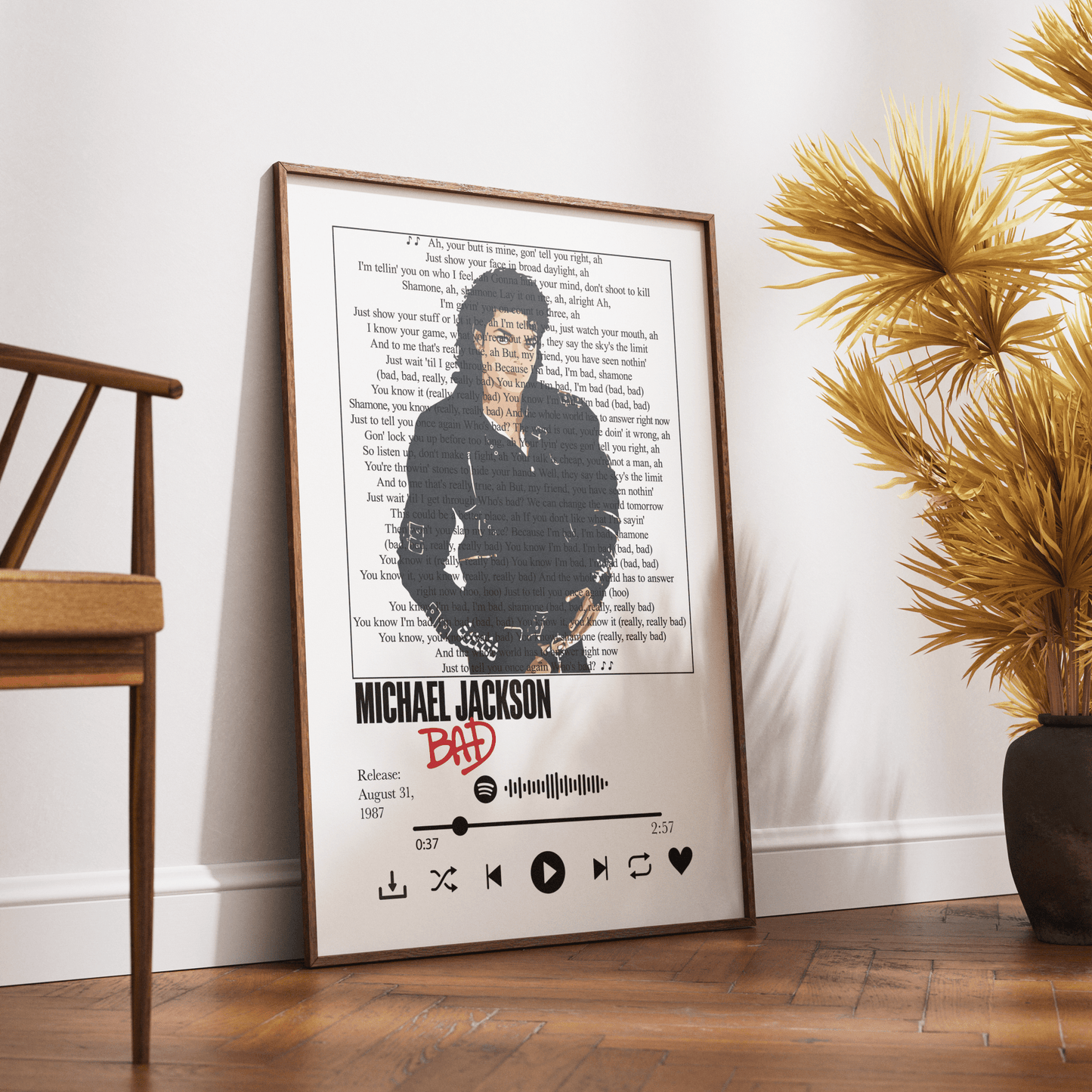 Michael Jackson Bad Lyrics Prints - 98typessong lyric prints