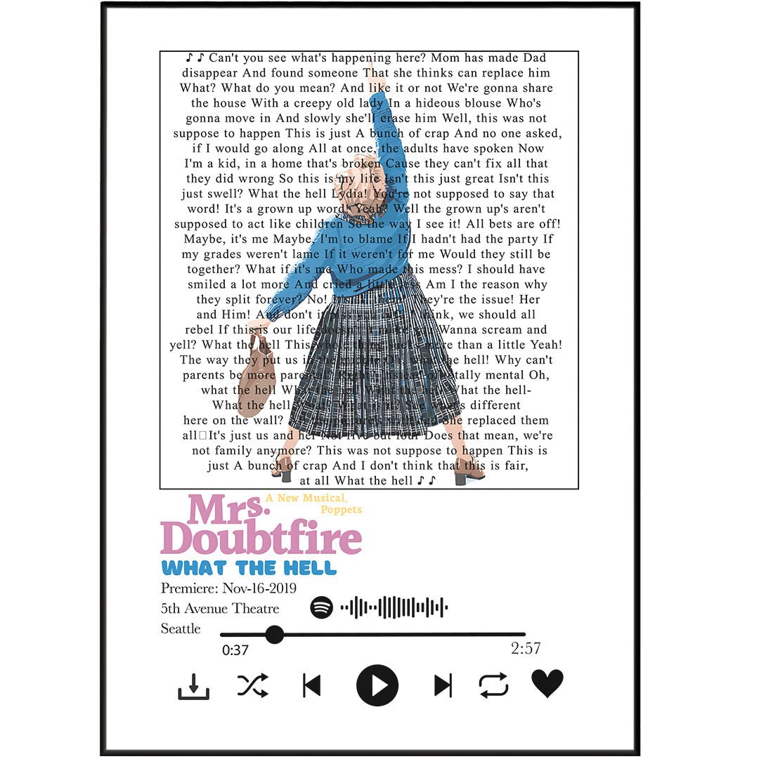 Mrs Doubtfire - What the Hell Musical Prints - 98types