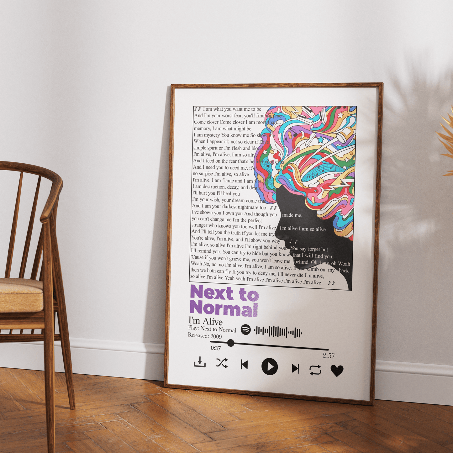 Next to Normal I'm Alive musical song lyrics art print poster UK