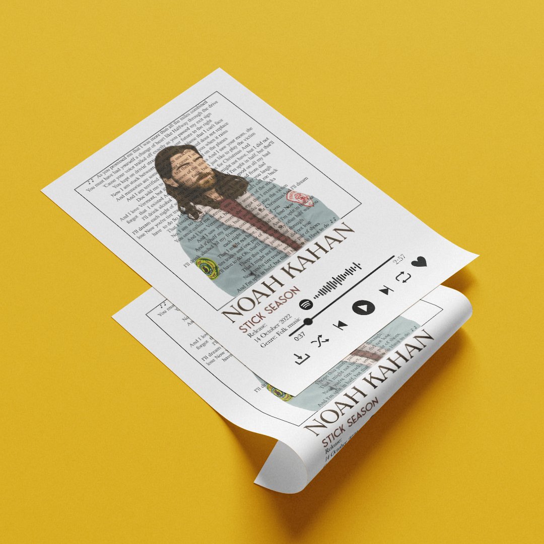 Noah Kahan - Stick season lyrics Prints - 98types