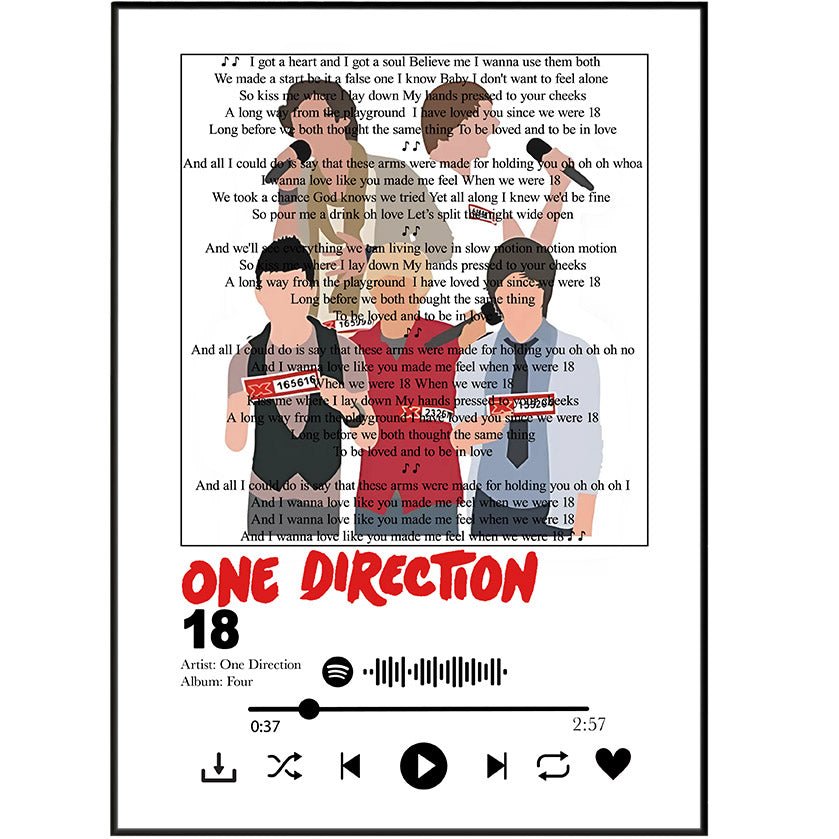 One Direction - 18 Lyrics Prints - 98types