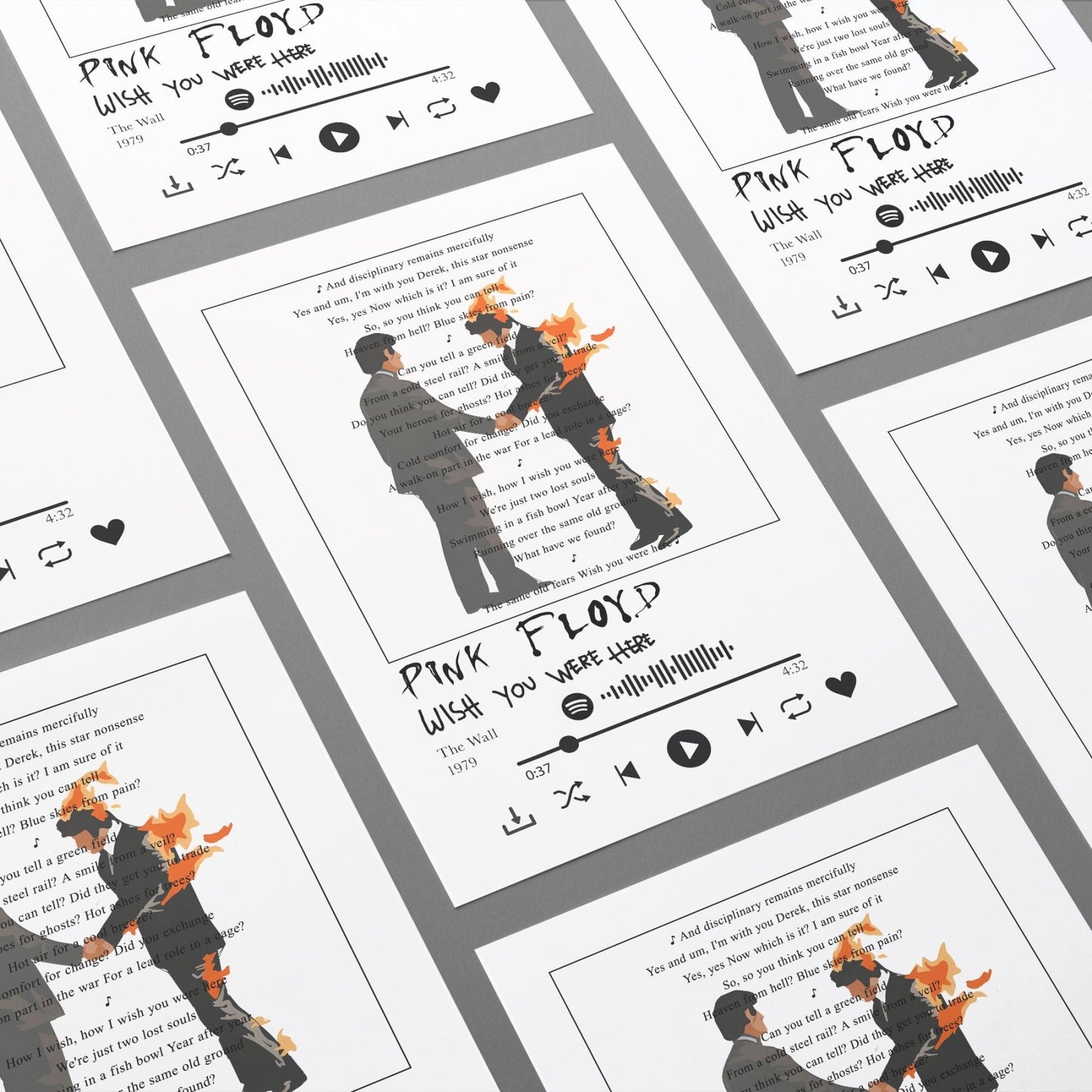 Pink Floyd - Wish you were here Prints - 98typessong lyric prints