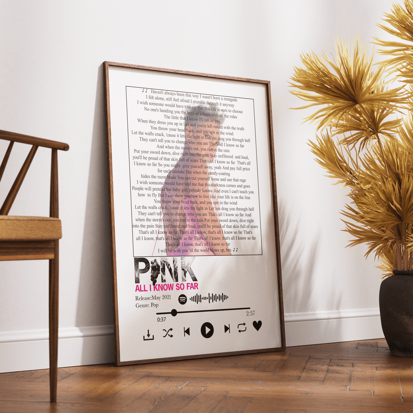 P!NK - All I Know So Far Prints - 98typessong lyric prints