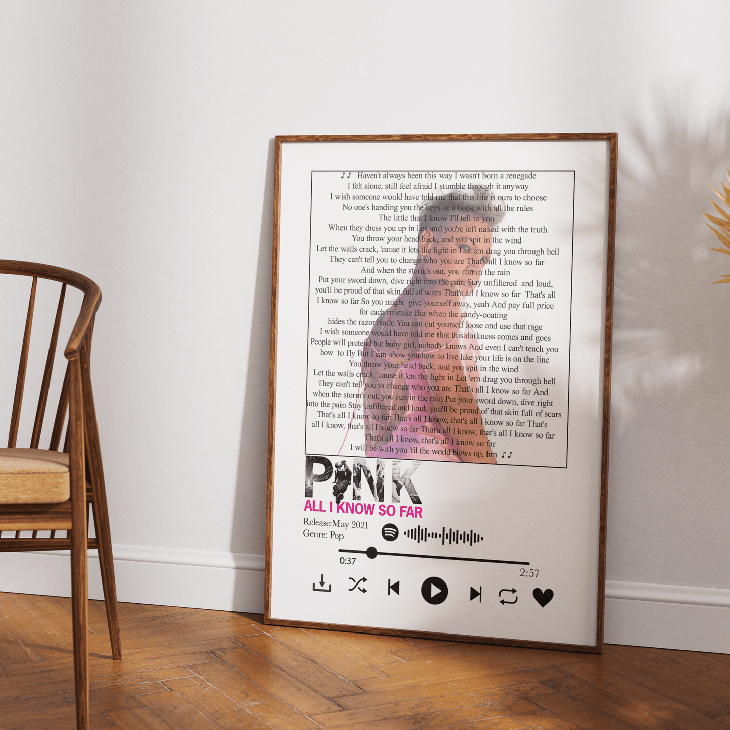 P!NK - All I Know So Far Prints - 98typessong lyric prints