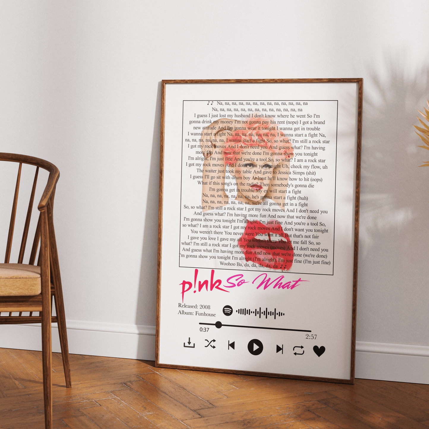 P!nk - So What Lyrics Prints - 98typessong lyric prints
