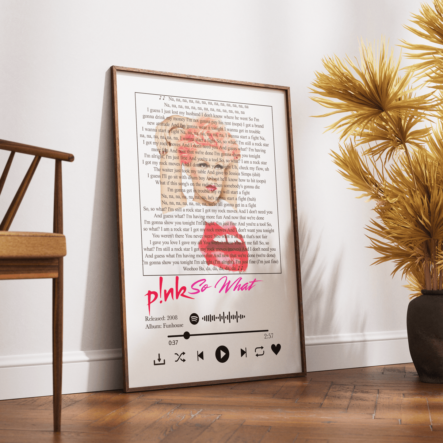 P!nk - So What Lyrics Prints - 98typessong lyric prints