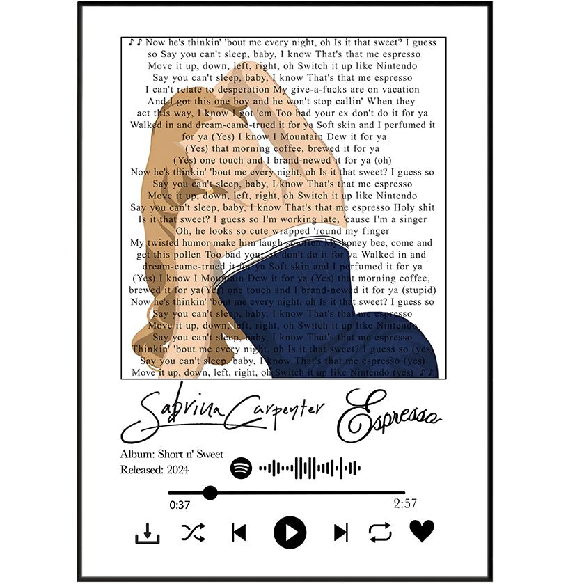 Sabrina Carpenter - Espresso lyrics Prints - 98types