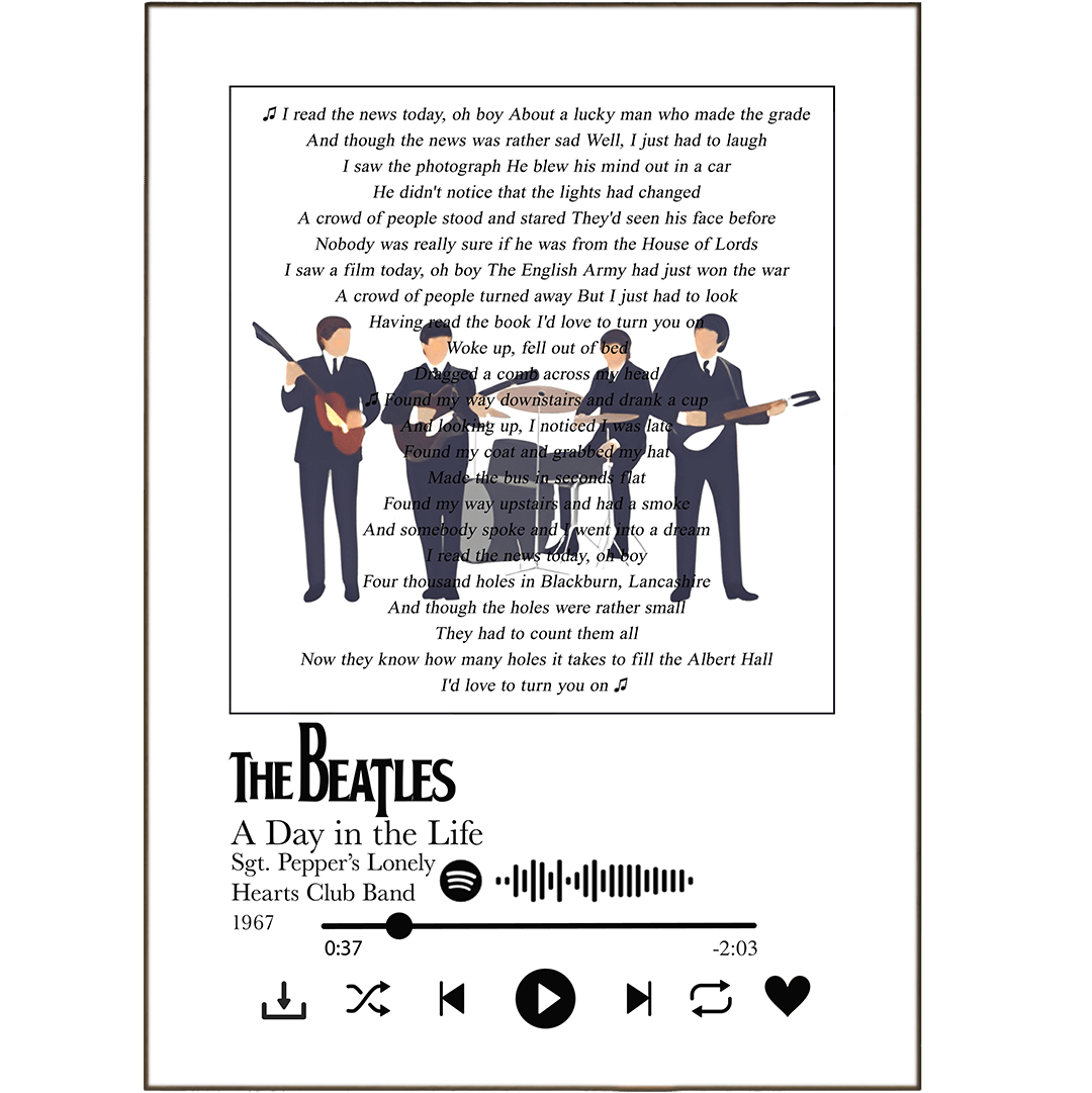 The Beatles - A Day In The Life Lyrics | Modern Wall Art & Prints – 98types