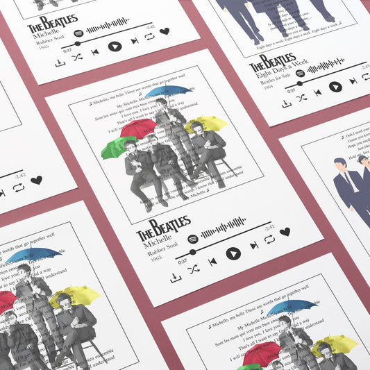 Beatles poster, Michelle lyric print, Beatles wall art UK, music lyric poster, Lennon McCartney print, classic music gift - 98types