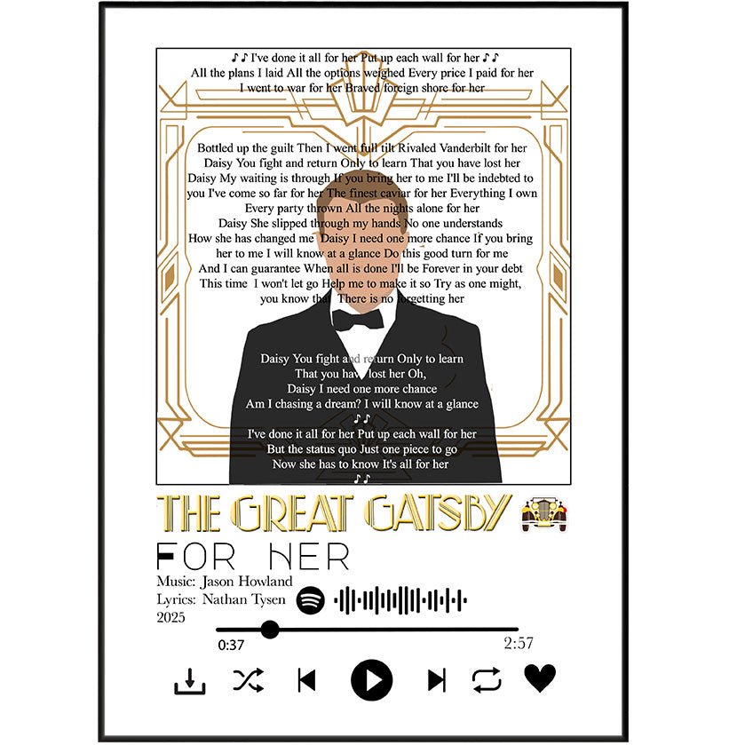 The Great Gatsby - For her - Musical lyrics Prints - 98types