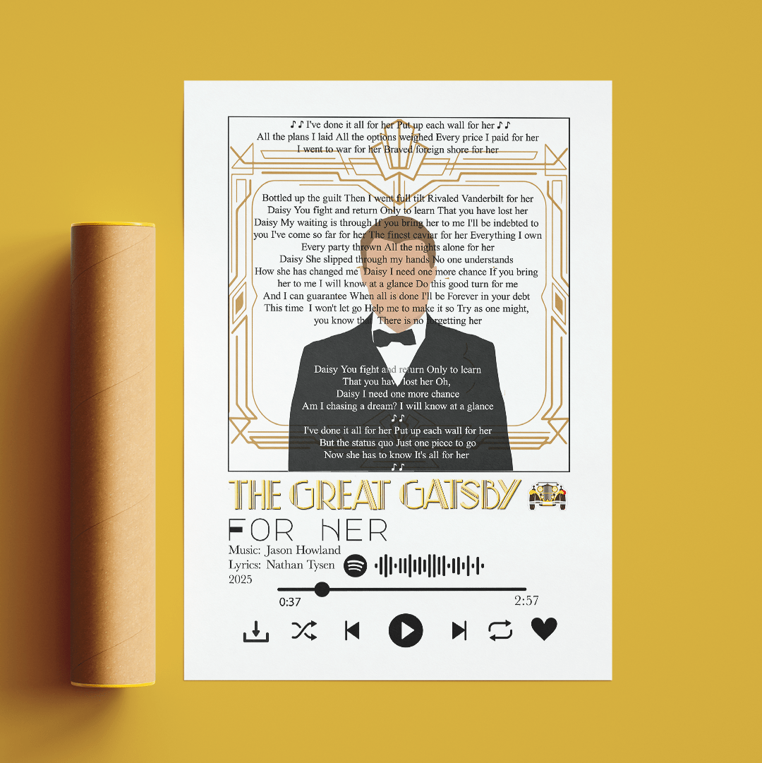 The Great Gatsby - For her - Musical lyrics Prints - 98types