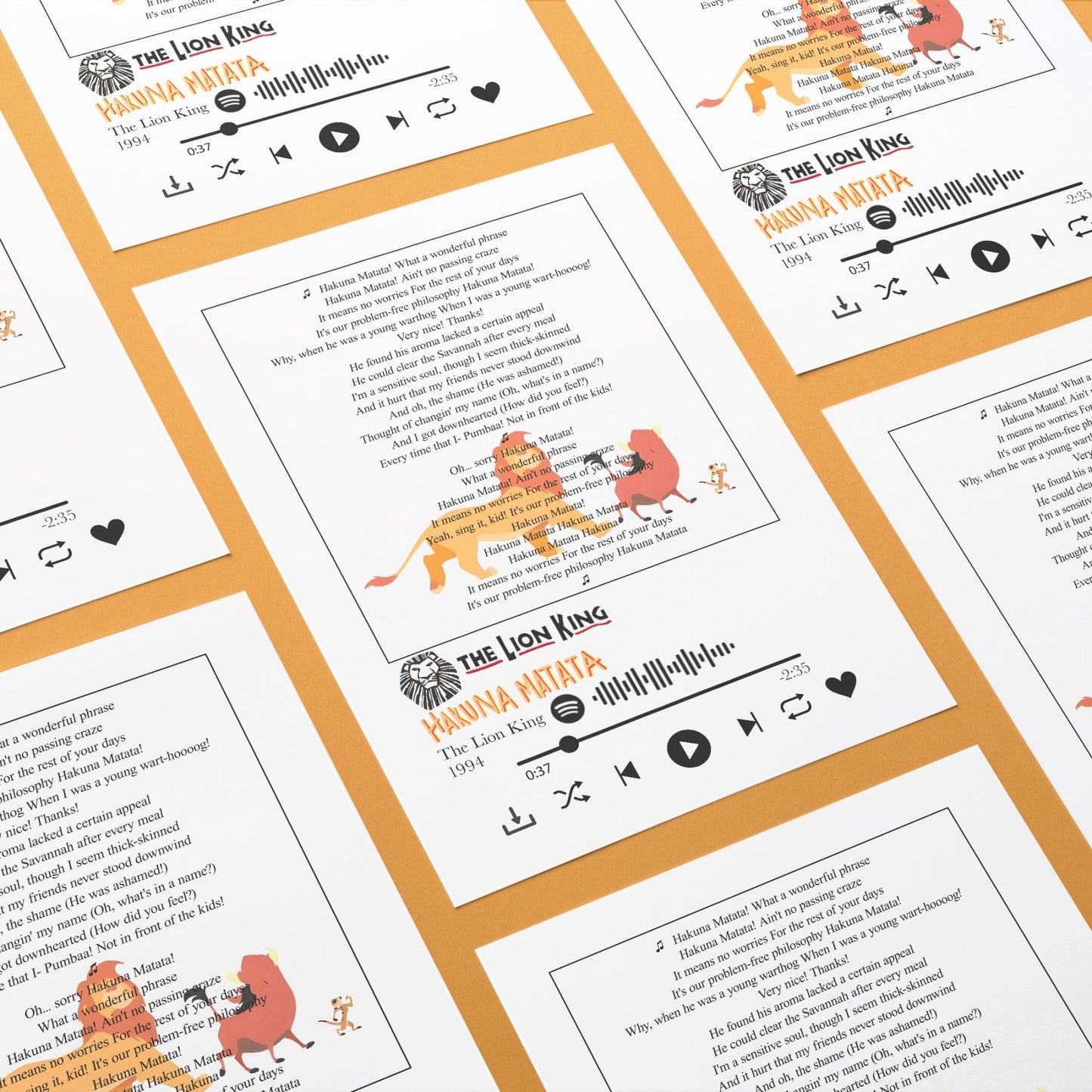 The Lion King - Hakuna Matata Prints - 98types