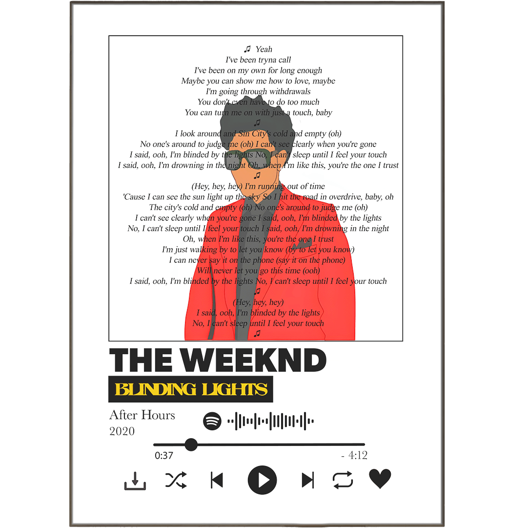 The Weeknd - Blinding Lights Lyrics Prints - 98types