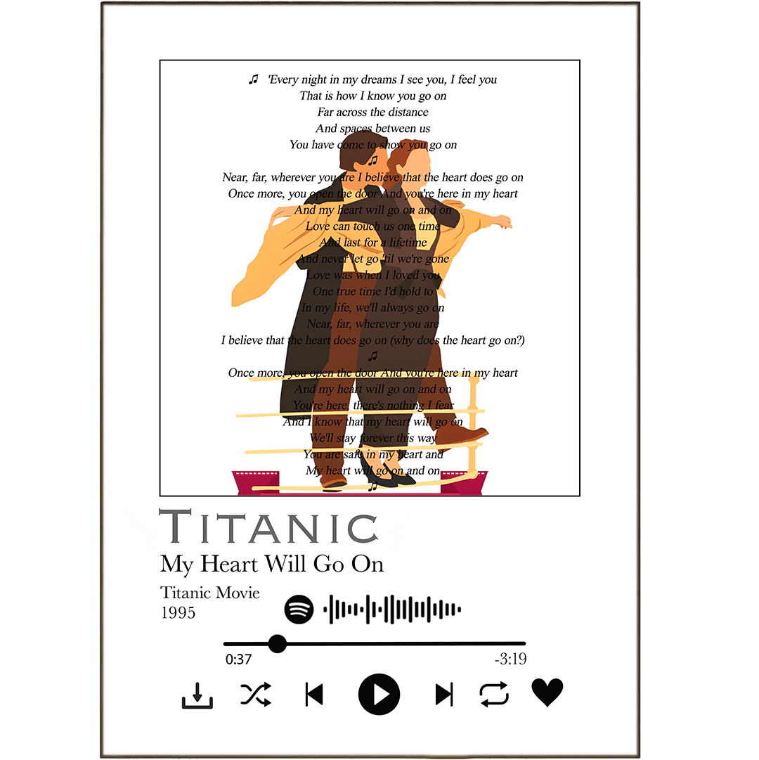 Celine Dion My Heart Will Go On song lyric print poster UK – 98types