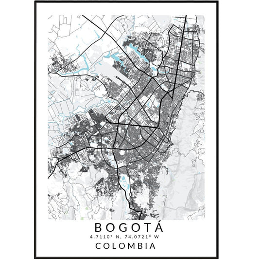 Bogota Colombia City Street Map Posters - 98types