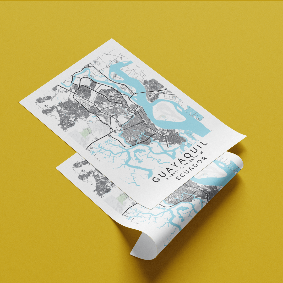 Guayaquil, Ecuador City Street Map Posters - 98typesSur america Maps