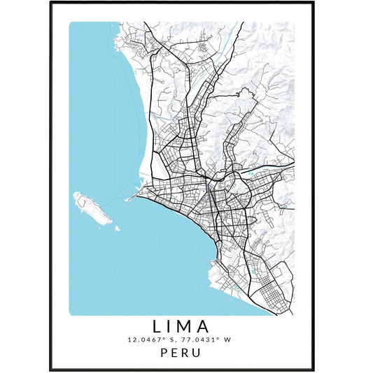 Lima Peru City Street Map Posters - 98types