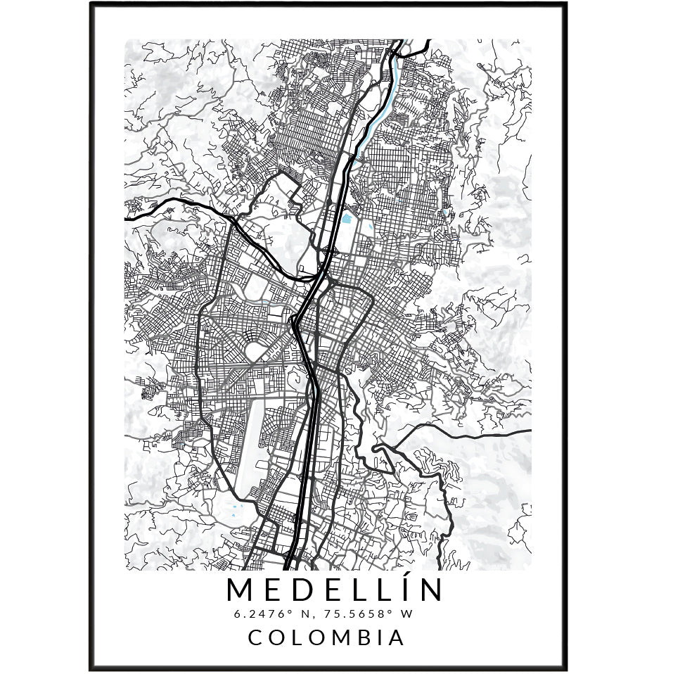 Medellín Colombia City Street Map Poster - 98typesSur america Maps