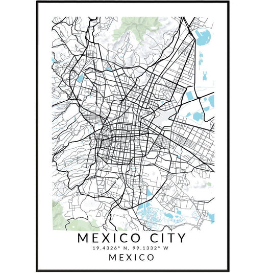 Mexico City Street Map Posters - 98types