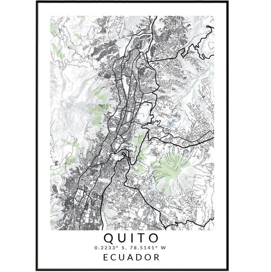 Quito Ecuador City Street Map Posters - 98types