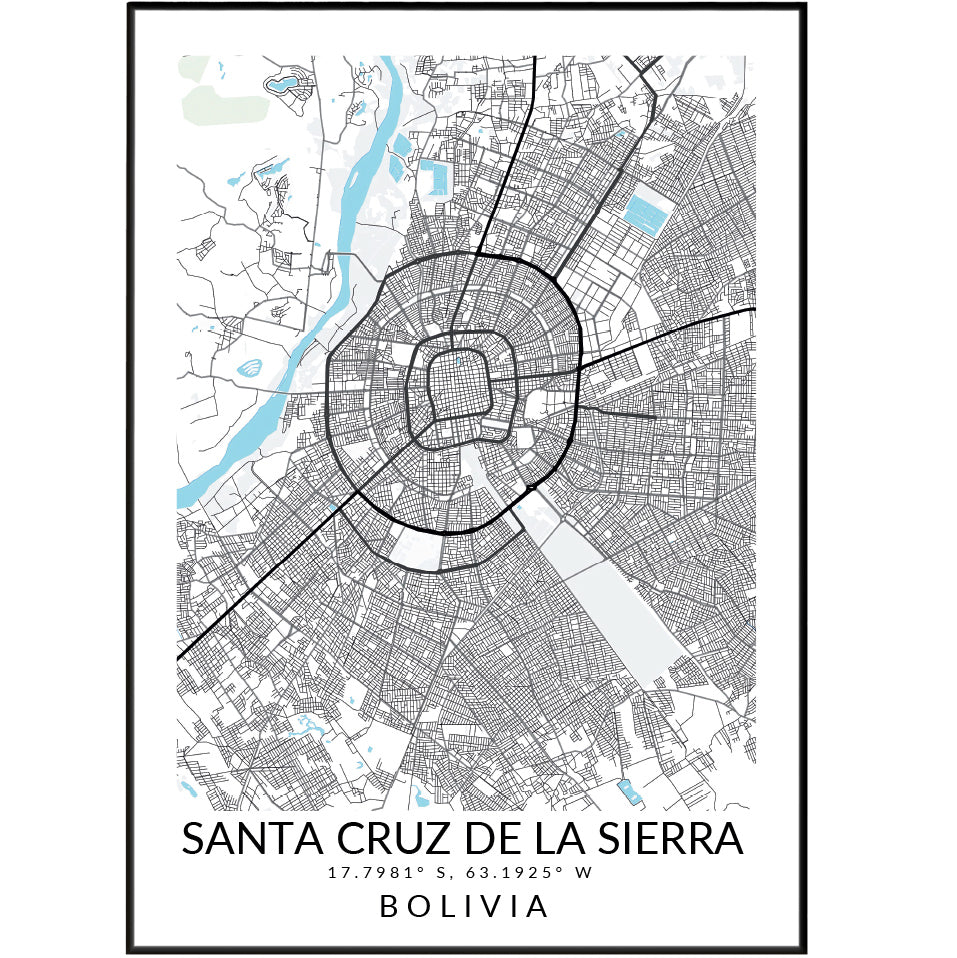 Santa Cruz de la Sierra City Street Map Posters - 98types