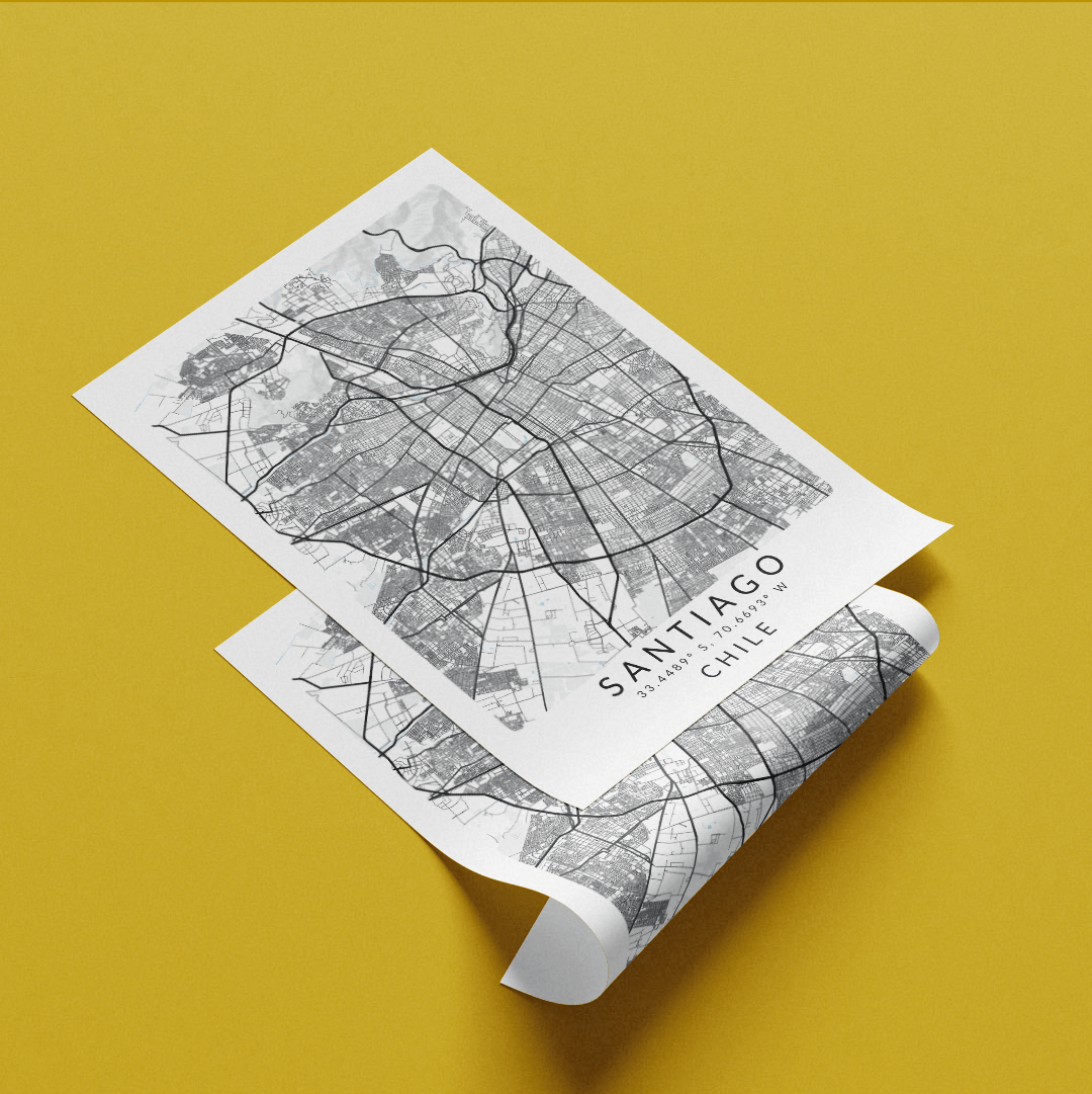 Santiago Chile City Street Map Posters - 98types